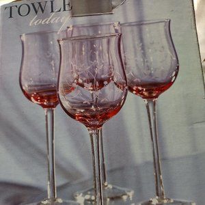 2nd set. Rare! Vintage set of 4 Towle Today pink tulip stemmed 9" tall glasses.